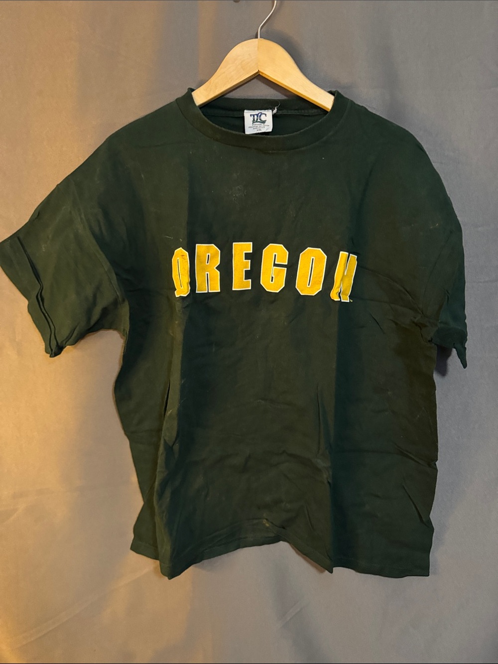 Vintage TLC Green Tee with Yellow Oregon Logo